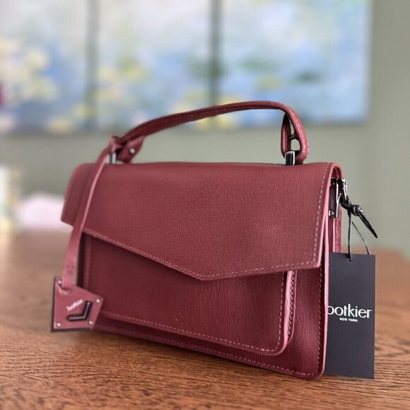 NWT! Botkier Cobble Hill Satchel -Port Wine saffiano leather - Picture 8 of 10